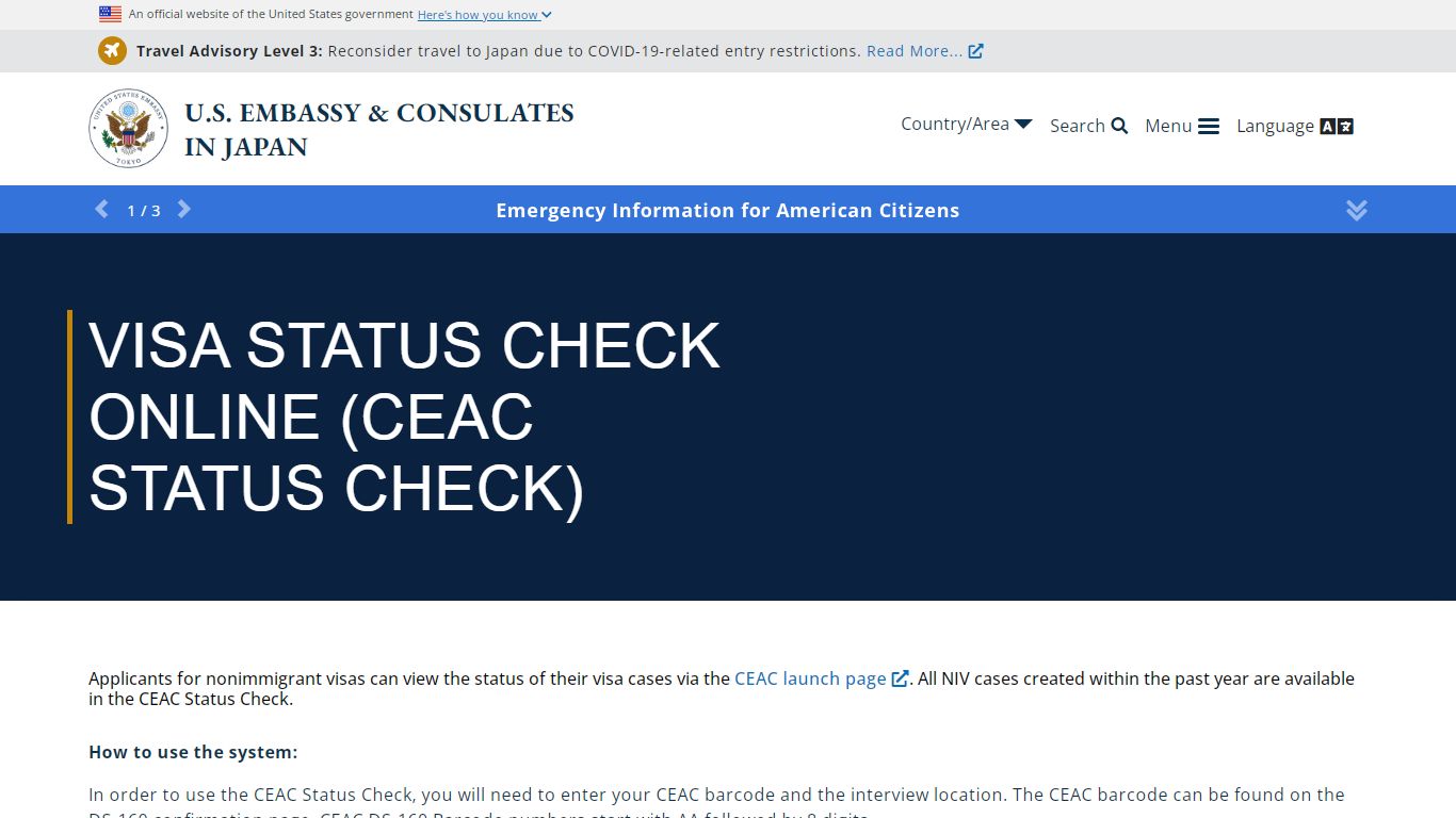 Visa Status Check Online (CEAC Status Check) - U.S. Embassy ...